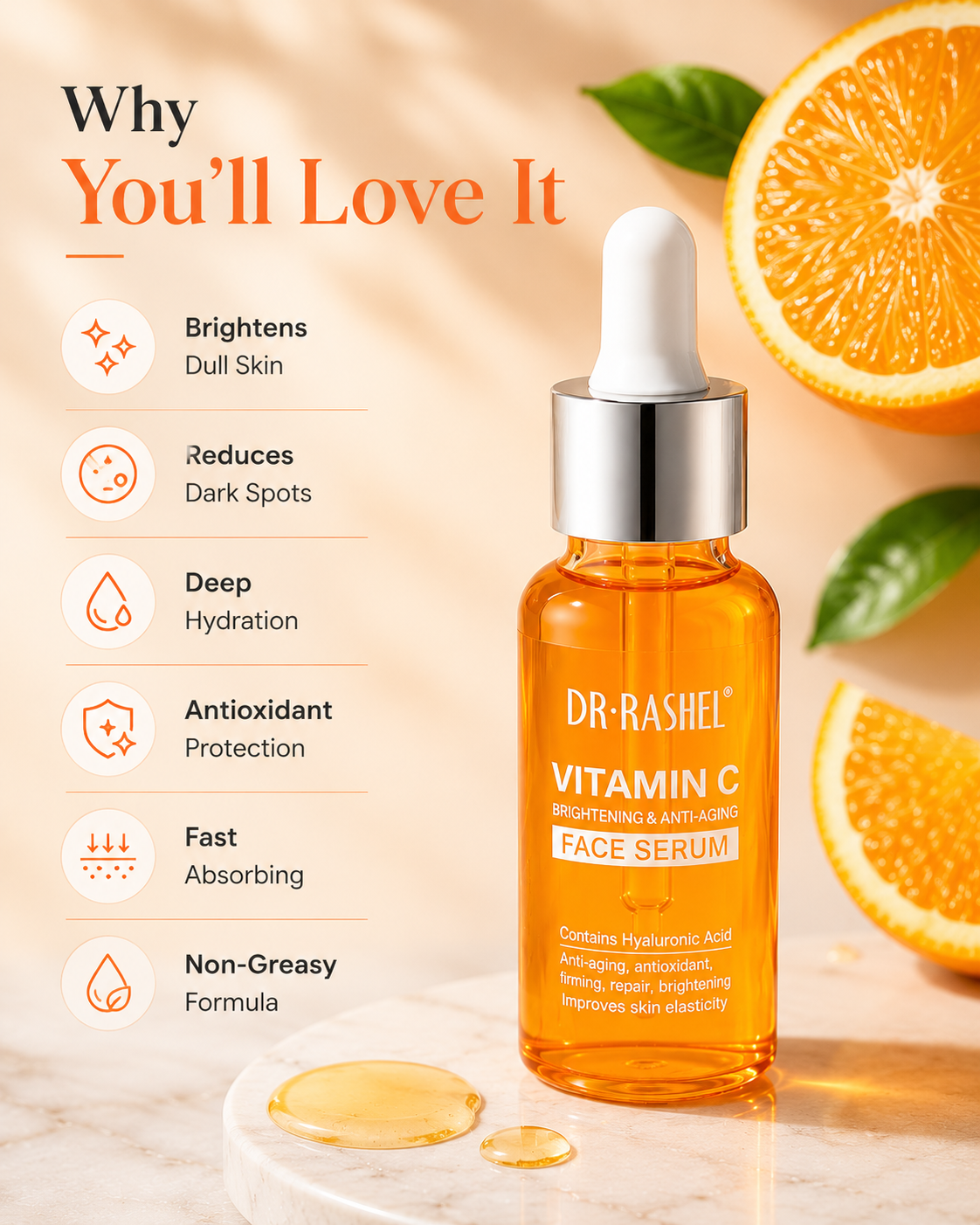DR.RASHEL Vitamin C+ Hyaluronic Serum 50ml.